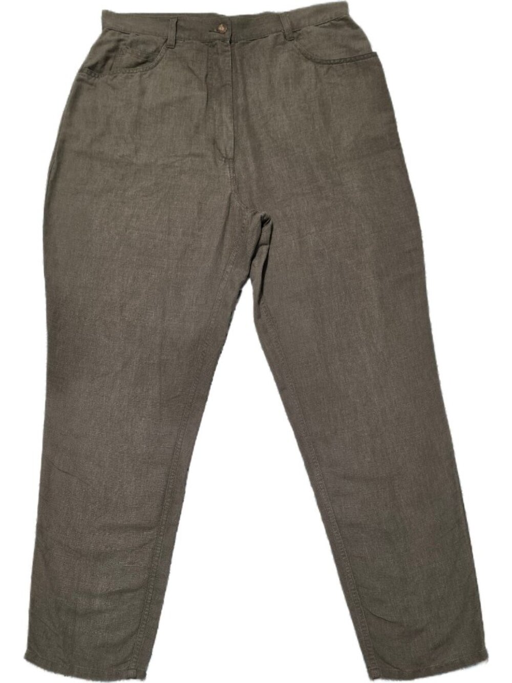 Vintage Woolrich Linen Cotton Pants High Rise Tapered Olive Green Slub 14